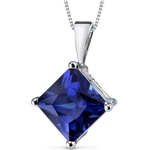 Details about   3.0 ct Princess VVS1 CZ Blue Sapphire Pendant Necklace 18" chain 14k White Gold